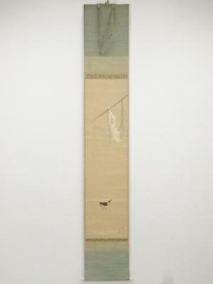 野原鳥聖筆　初音　肉筆紙本掛軸（共箱）